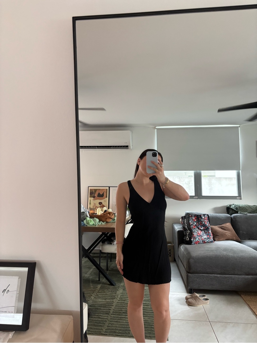 Wild Fable Target Simple Black V-Neck Mini Dress